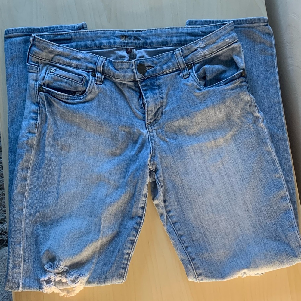 Kut From the Kloth - Distressed Light Denim Jeans - Straight Leg - Size 8